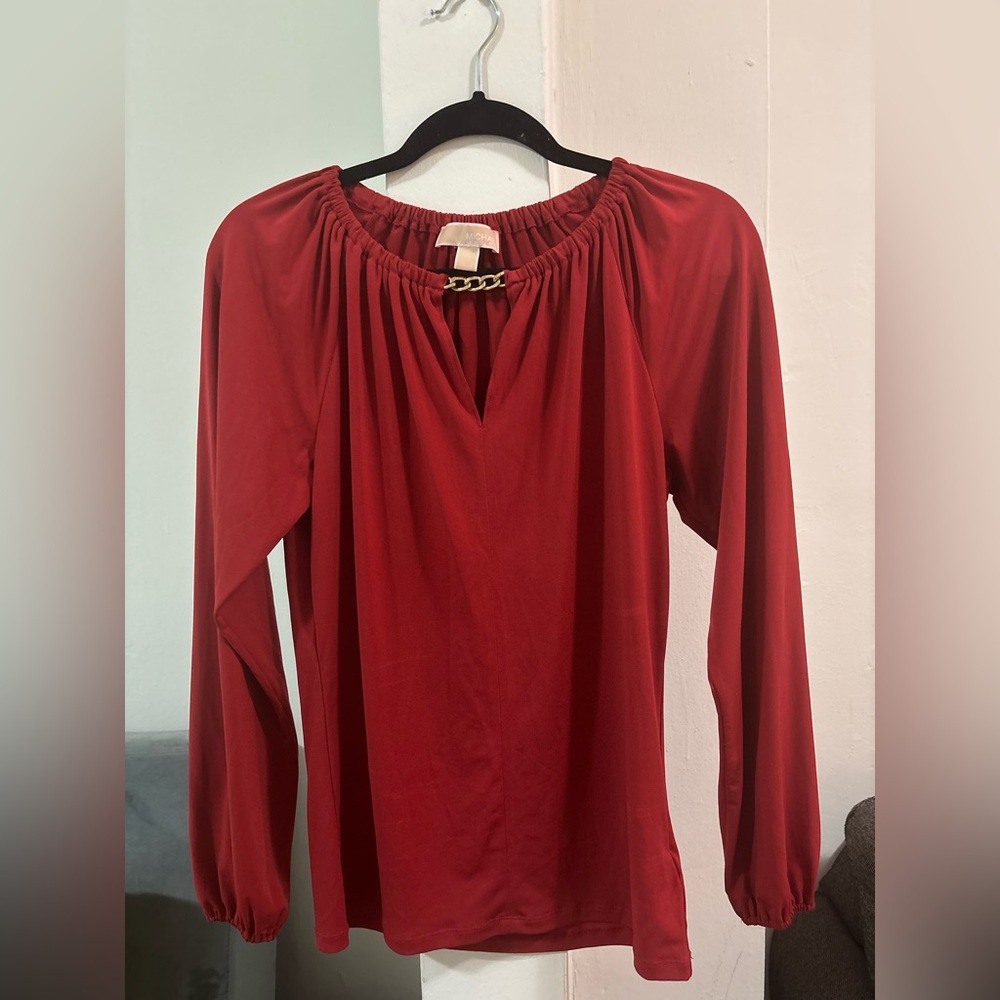 MICHAEL Michael Kors Red Blouse with Chain Detail
